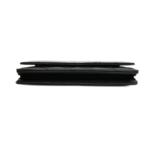CHANEL Matelasse Chain Shoulder Gold Hardware Lambskin Wallet Black