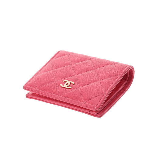 Luxury Chanel matelasse pink ladies caviar skin folio wallet