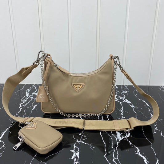 Luxury PradaHOBO 22 BAG IN FLAX YELLOW RE-NYLON