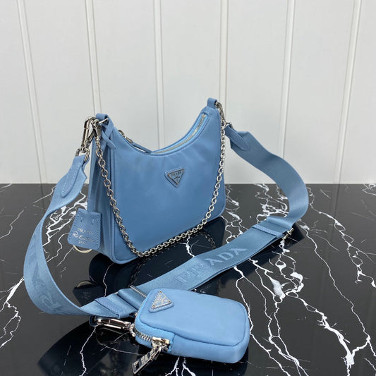Luxury PradaHOBO 22 BAG IN CERULEAN BLUE RE-NYLON