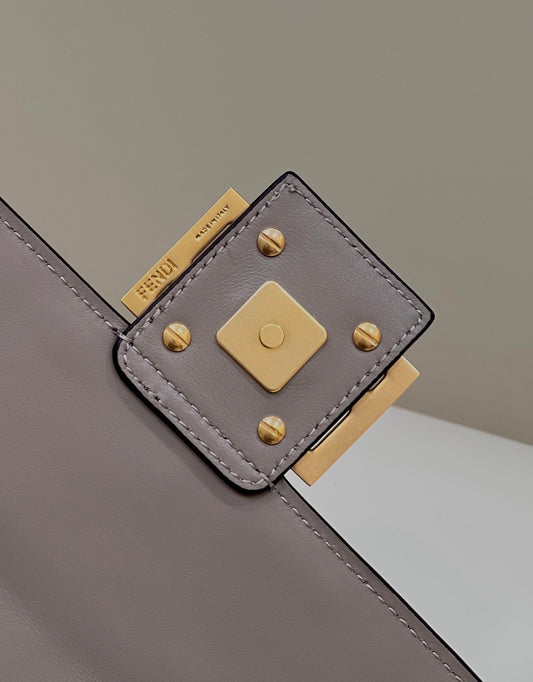 Luxury FendiBaguette 27cm Dove Grey Lambskin Gold Hardware