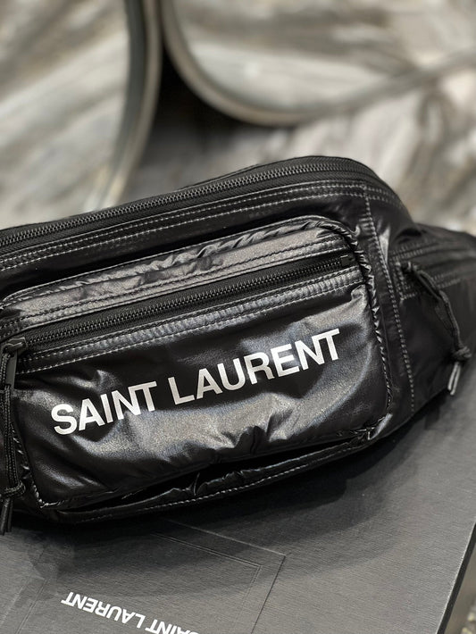 Luxury Saint Laurent CROSSBODY BAG 24 IN BLACK POLISHED NYLON