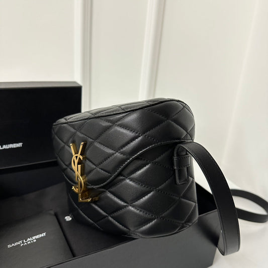 Luxury Saint Laurent SL June Box Bag In Quilted Black Lambskin Ghw