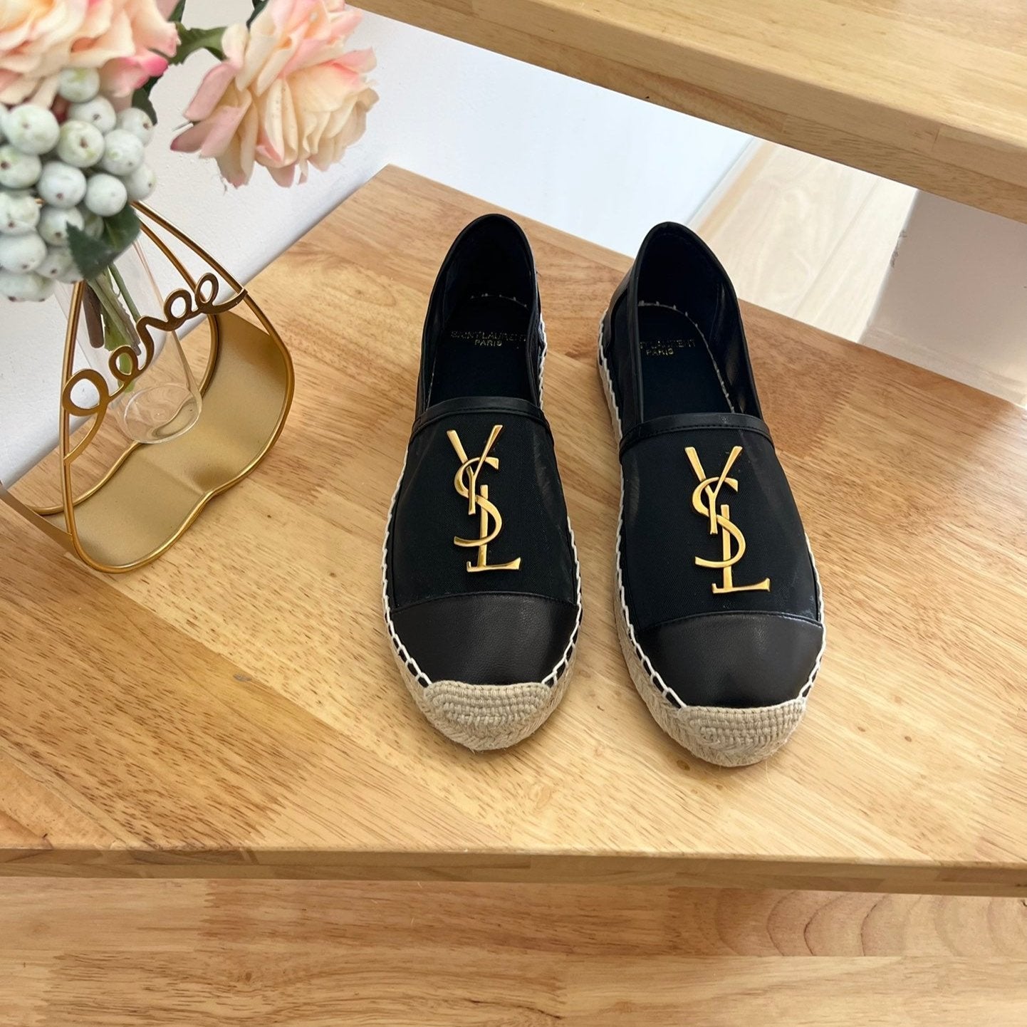 Luxury Saint Laurent SL YVES LOGO SLIP ON BLACK CALFSKIN AND MESH