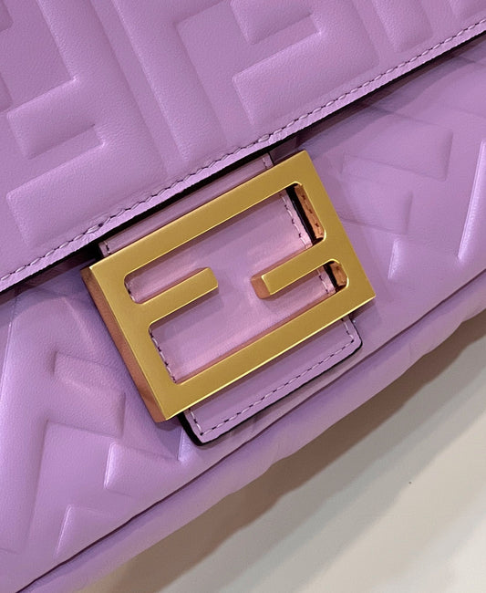 Luxury FendiBaguette 27cm Violet Lambskin Gold Hardware
