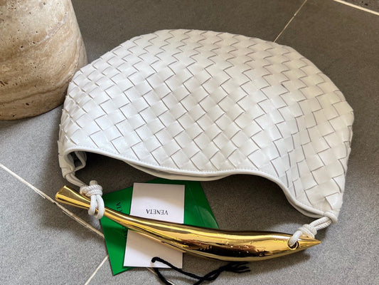 Luxury Bottega Veneta SARDINE 33 WITH CHAIN IN WHITE LAMBSKIN