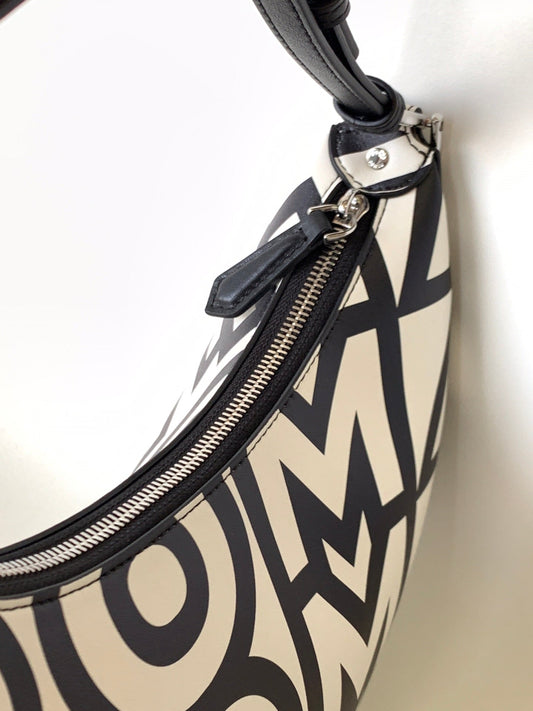 Luxury FendiFENDIGRAPHY SMALL 29 IN WHITE MIX BLACK SMOOTH CALFSKIN SILVER HARDWARE