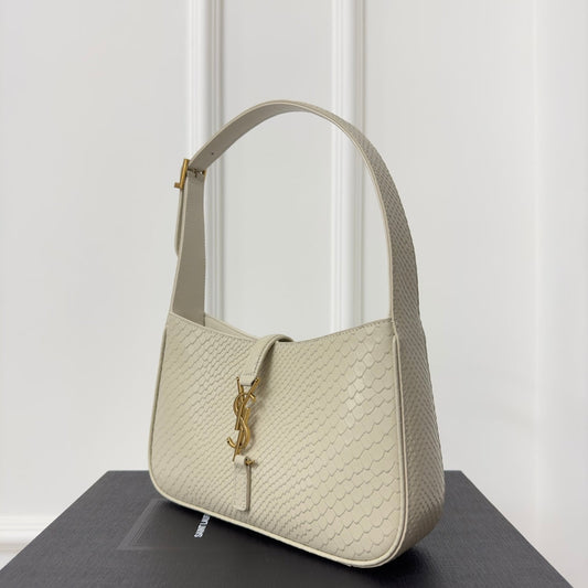 Luxury Saint Laurent Le 5 a 7 24 Snake White Lambskin Ghw