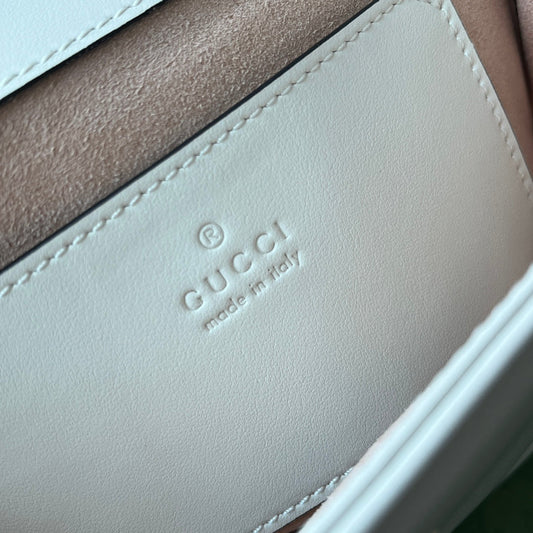 Luxury Gucci gg marmont mini 18cm white calfskin gold hardware