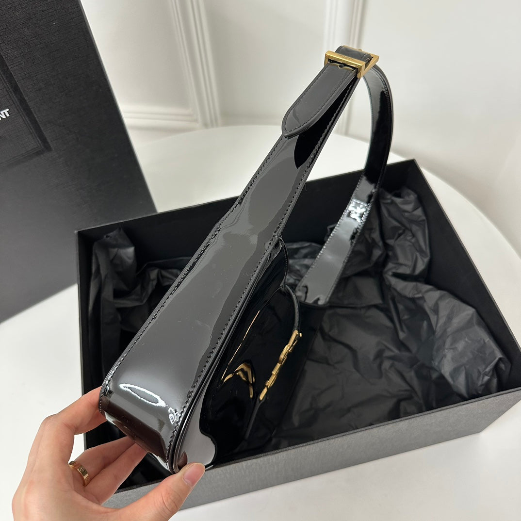 Luxury Saint Laurent Le 5 a 7 24 Black Shiny Lambskin Ghw