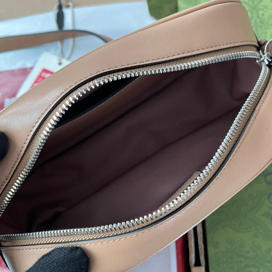 Luxury Gucci MARMONT SHOULDER BAG 24 IN BEIGE CALFSKIN