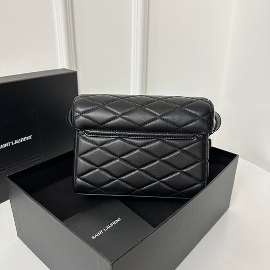 Luxury Saint Laurent SL June Box Bag In Quilted Black Lambskin Shw