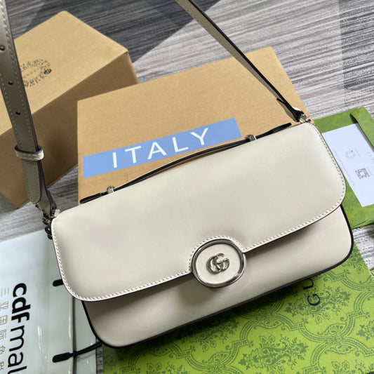Luxury Gucci GG SMALL 27 HANDBAG IN WHITE CALFSKIN