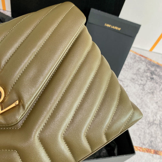 Luxury Saint Laurent LOULOU MEDIUM 32 OLIVE QUILTED LEATHER
