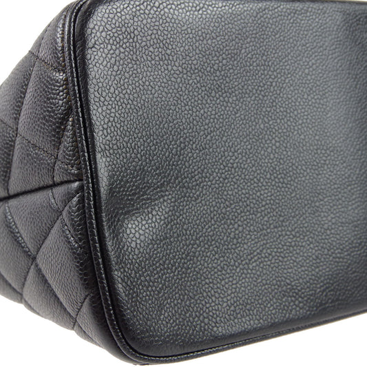 Luxury Chanel Medallion Quilted Tote Handbag Black Caviar 68010