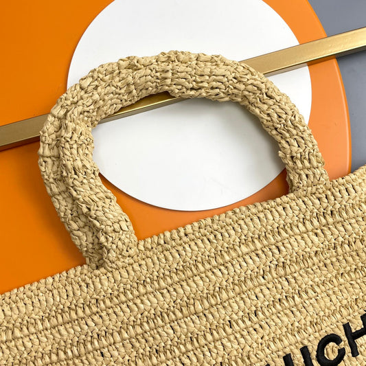 Luxury Saint Laurent RIVE GAUCHE TOTE BAG 38 IN LIGHT YELLOW RAFFIA