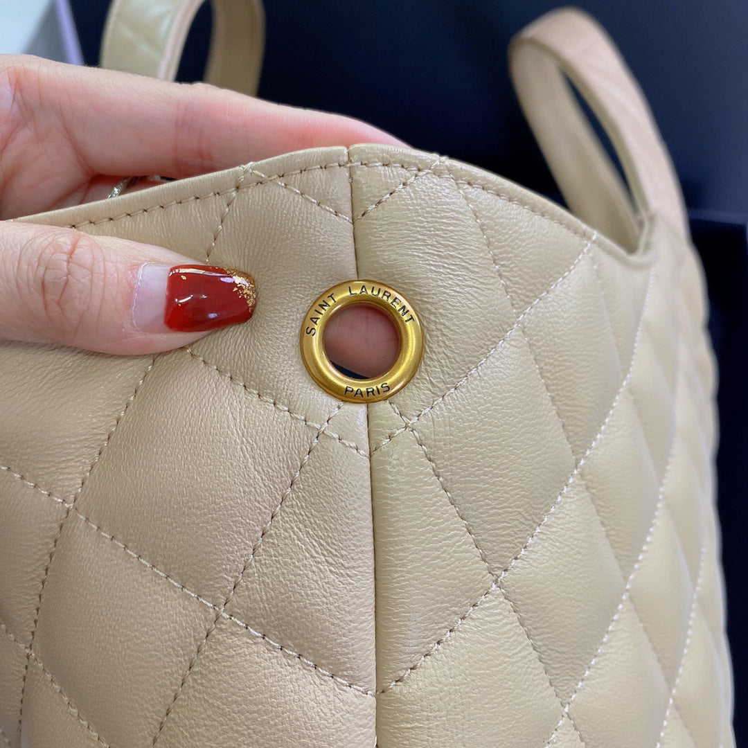Luxury Saint Laurent ICARE MAXI 58 SHOPPING BAG BEIGE QUILTED LAMBSKIN