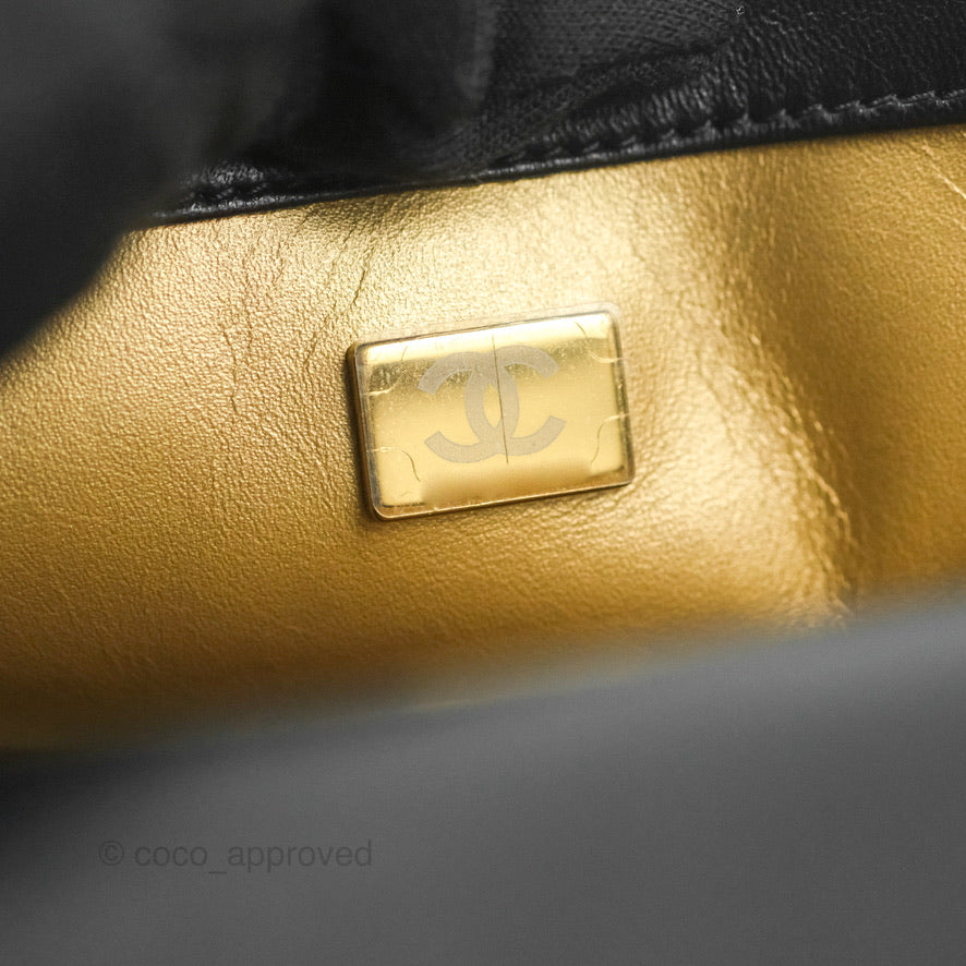 Chanel Mini Rectangular Pearl Crush Quilted Black Lambskin Gold Hardware