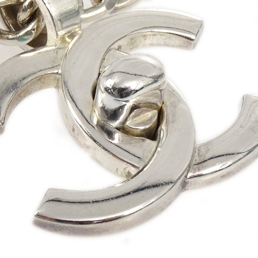 Luxury Chanel Turnlock Silver Chain Pendant Necklace 96P