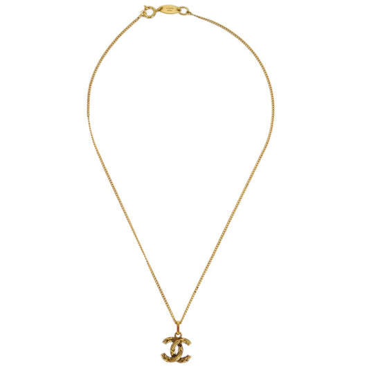 Luxury Chanel Mini CC Chain Pendant Necklace Gold 1982