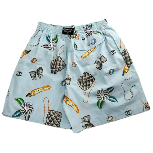 Luxury Chanel Icon Half Pants Light Blue #36