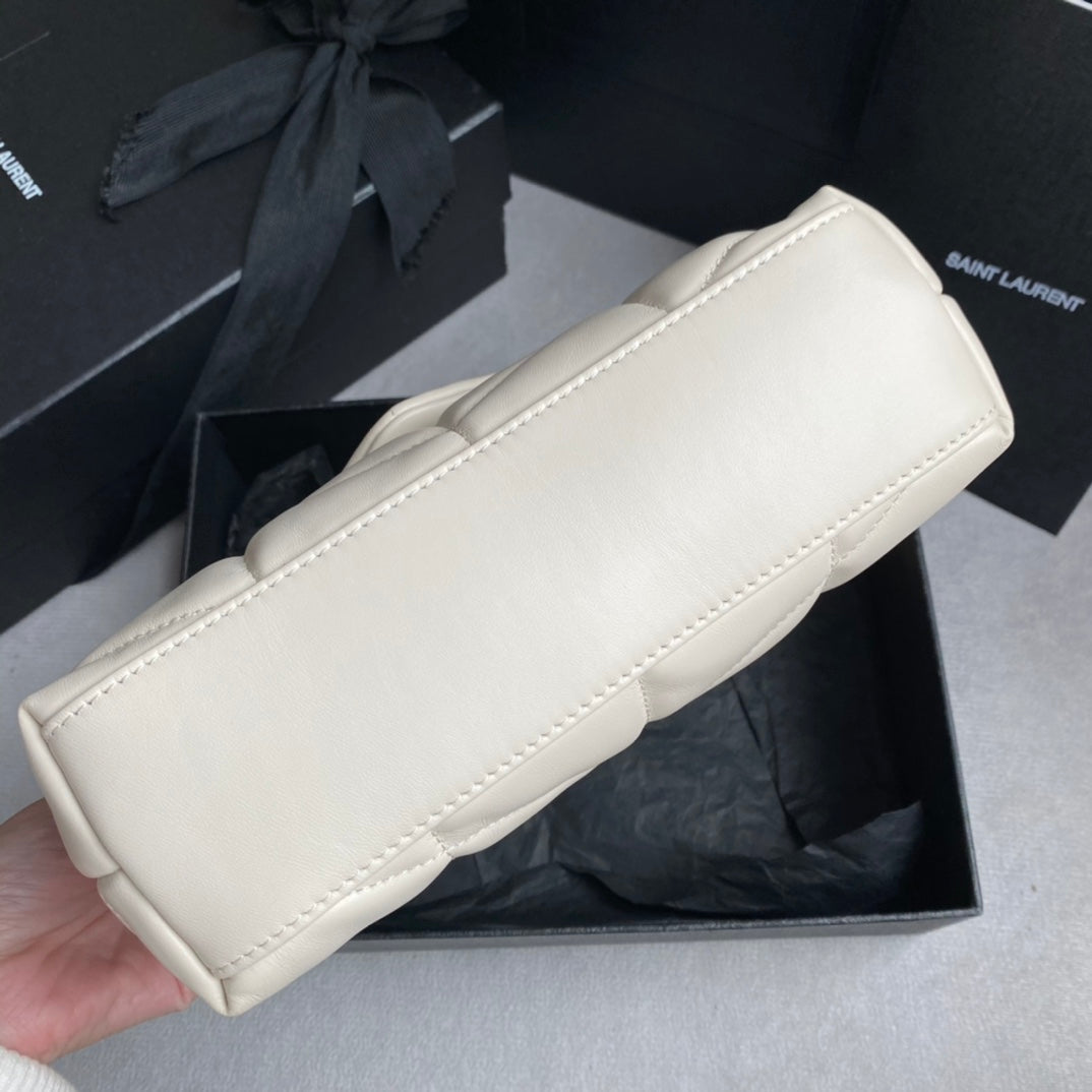 Luxury Saint Laurent LOULOU MINI 23 WHITE QUILTED GOLD HARDWARE
