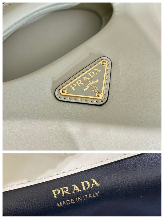Luxury PradaDUMPLING BAG 30 IN WHTE CALFSKIN