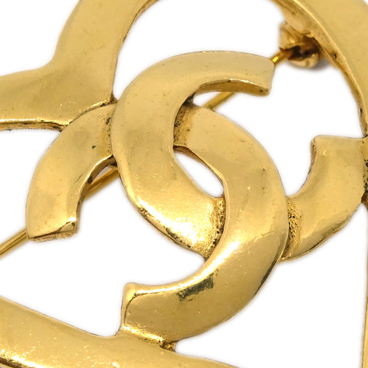 Luxury Chanel Heart Brooch Gold 95P
