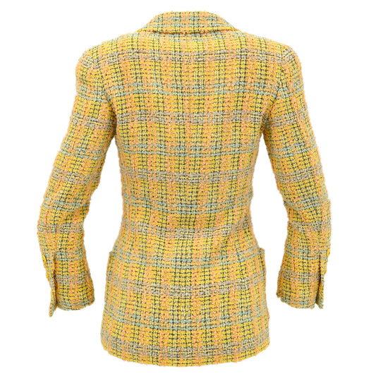 Luxury Chanel Fall 1994 single-breasted tweed boucle jacket #34