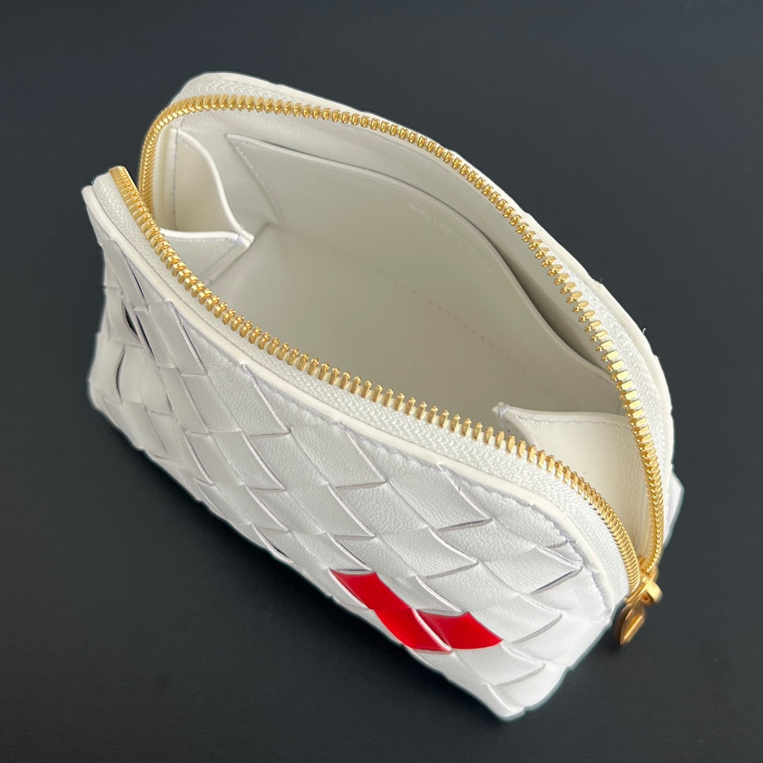 Luxury Bottega Veneta INTRECCIATO 16 BAG IN WHITE MIX RED LAMBSKIN
