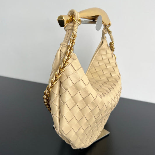 Luxury Bottega Veneta SARDINE 33 WITH CHAIN IN BEIGE LAMBSKIN