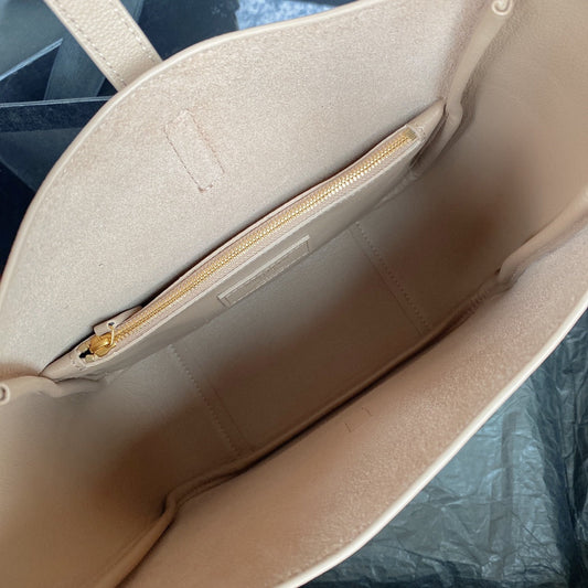 Luxury Saint Laurent le 5a7 small 23cm dark beige calfskin
