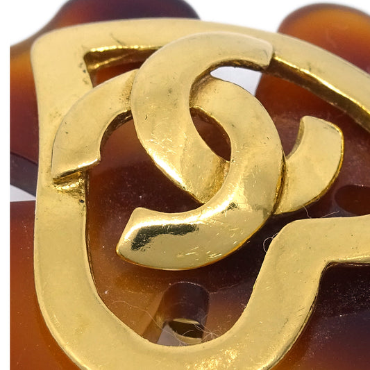 Luxury Chanel Clover Earrings Clip-On Gold 95P