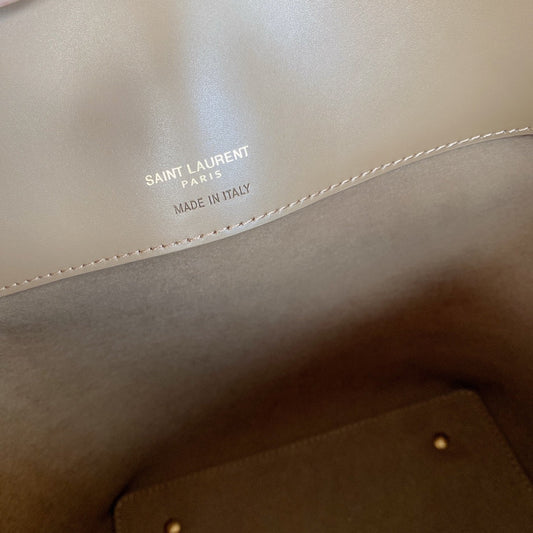 Luxury Saint Laurent le 37 20cm dark beige shiny calfskin