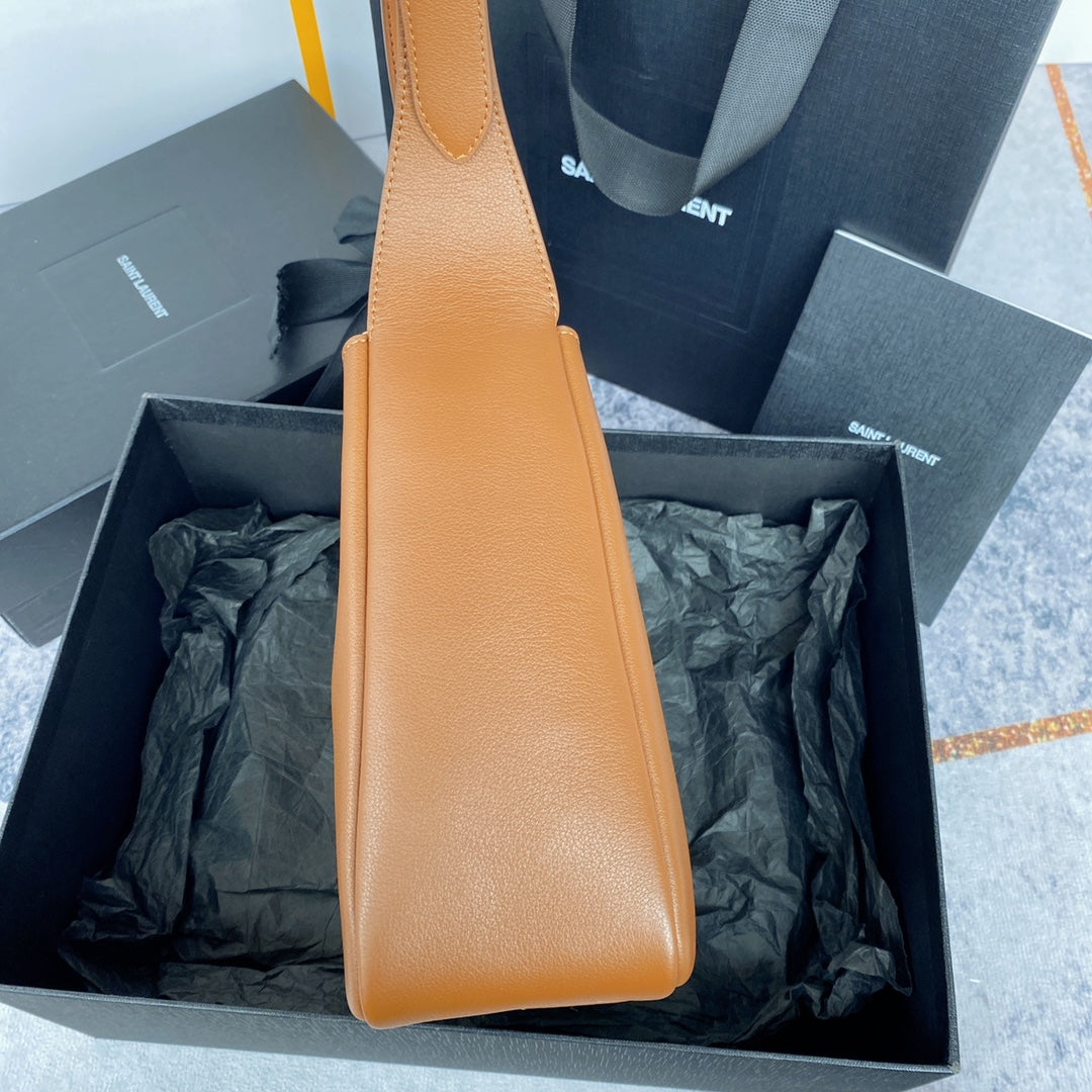 Luxury Saint Laurent le 5a7 small 23cm brown calfskin
