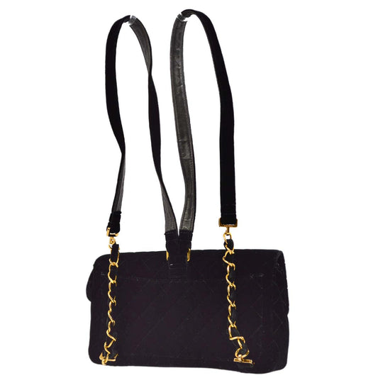 Luxury Chanel * 1994-1996 Black Velvet Classic Flap Chain Backpack