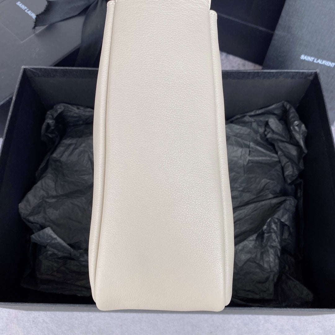 Luxury Saint Laurent le 5a7 small 23cm white calfskin
