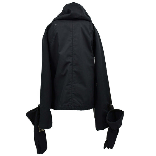 Luxury Chanel Sport Line Zip Up Hooded Jacket Black 02A #40