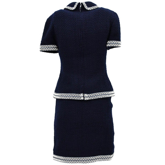 Luxury Chanel Setup Suit Jacket Skirt Navy 94P #38