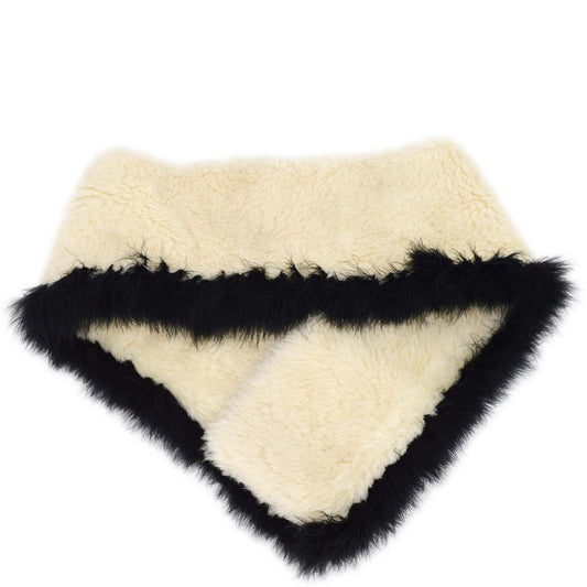 Luxury Chanel Fur Shawl Muffler Stole White Small New
