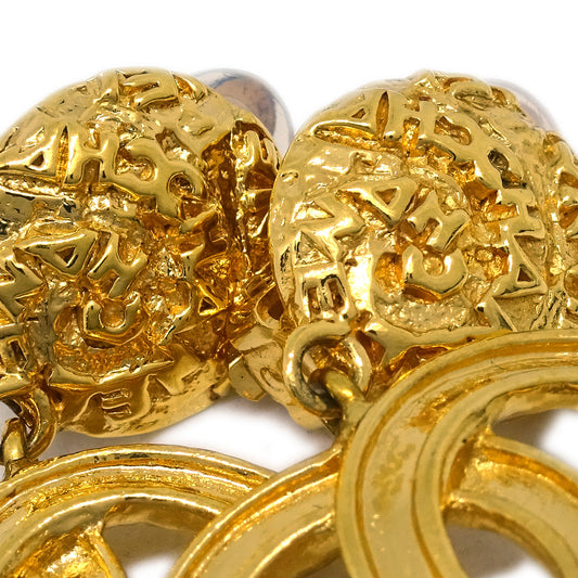 Luxury Chanel Gold Dangle Earrings Clip-On 95A