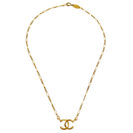 Luxury Chanel CC Chain Pendant Necklace Gold 1982