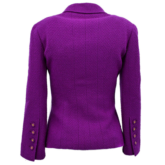 Luxury Chanel Single Breasted Jacket Purple 95A #36