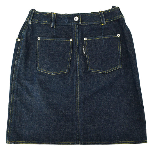 Luxury Chanel Denim Skirt Indigo #38