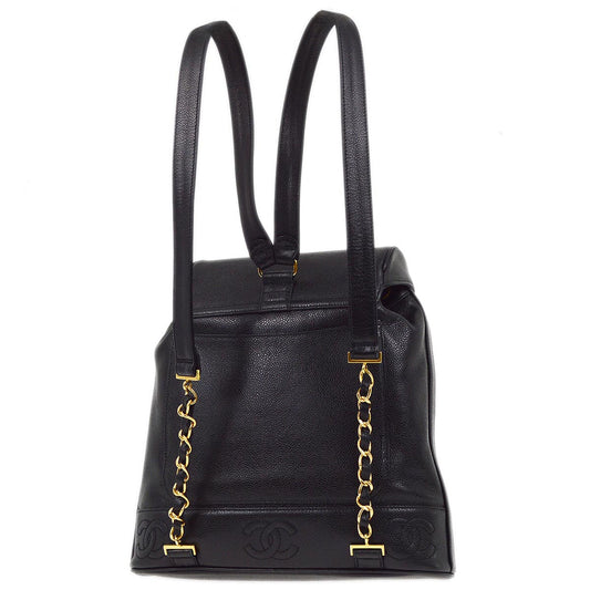 Luxury Chanel 1996-1997 Black Caviar Triple CC Backpack