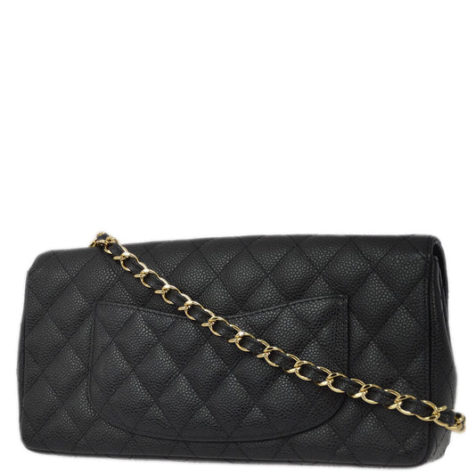 Luxury Chanel 2009-2010 Black Caviar East West Shoulder Bag