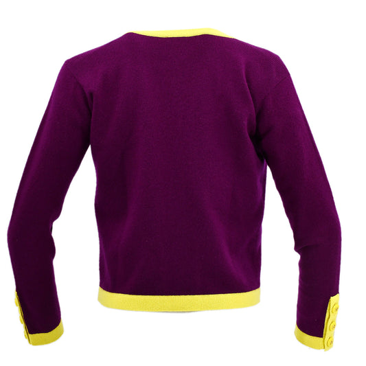 Luxury Chanel Ensemble Cardigan Short Sleeve Top Purple