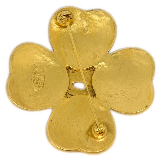 Luxury Chanel Clover Gold Brooch Pin 96A
