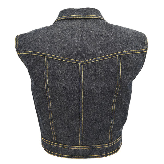Luxury Chanel Sleeveless Vest Denim Jacket Indigo E97 #38