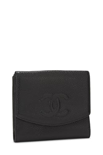 Chanel, Black Caviar Timeless 'CC' Compact Wallet, Black